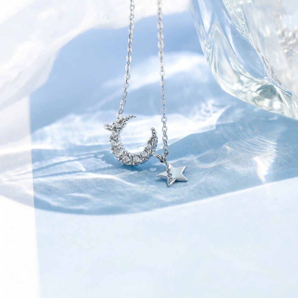 NEW Silver Simple Moon Star Bracelet - Picture 2 of 6